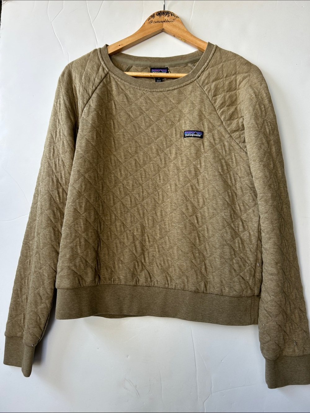 Patagonia Quilted Crewneck Sweatshirt - Olive Green